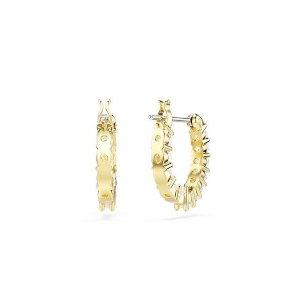 Swarovski Matrix Vittore Hoop Earrings - Round Cut, White, 18K Gold-Plated (5733398)