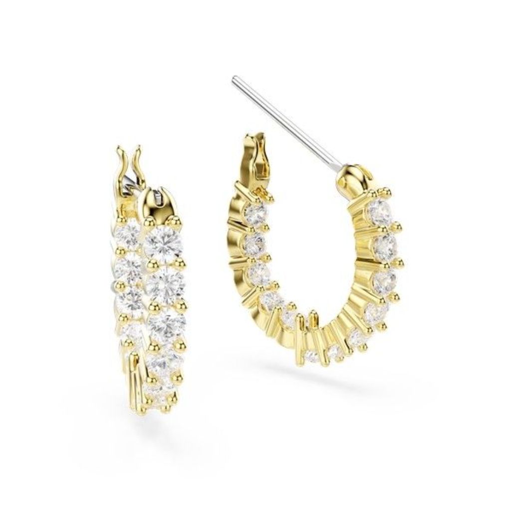 Swarovski Matrix Vittore Hoop Earrings - Round Cut, White, 18K Gold-Plated (5733398)