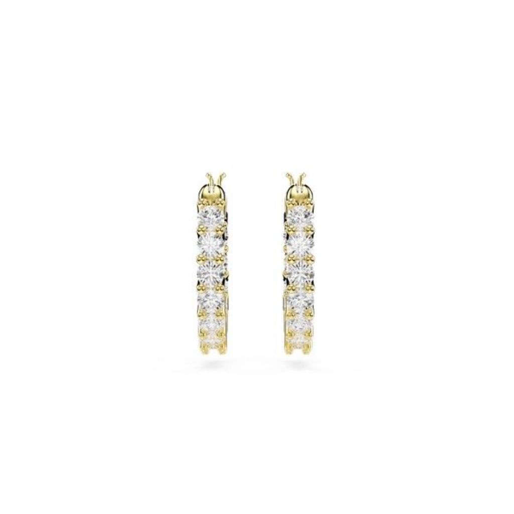 Swarovski Matrix Vittore Hoop Earrings - Round Cut, White, 18K Gold-Plated (5733398)