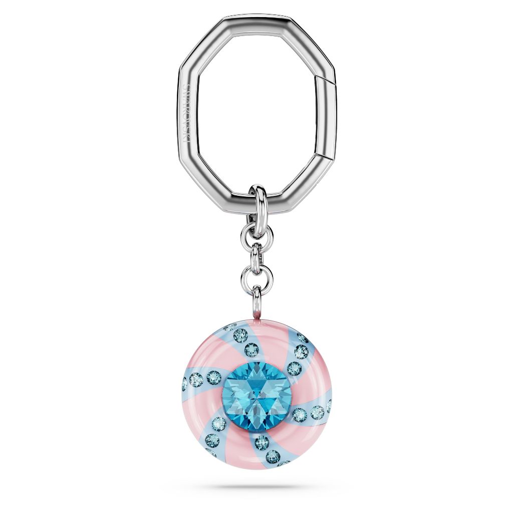 Swarovski Dulcis Round Cut Key Ring, Aqua & Pink, Rhodium Finish Keyring (5713885)