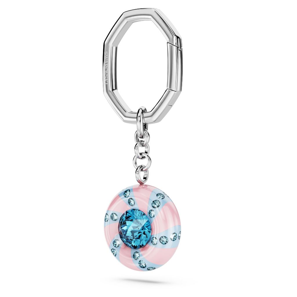 Swarovski Dulcis Round Cut Key Ring, Aqua & Pink, Rhodium Finish Keyring (5713885)