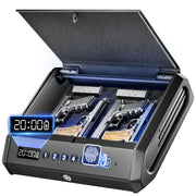 TopMedia Large Biometric Gun Safe w/ Fingerprint Access, Internal Light, & Silent Mode - Fits Up to 4 Pistols, 100 Sets of Prints