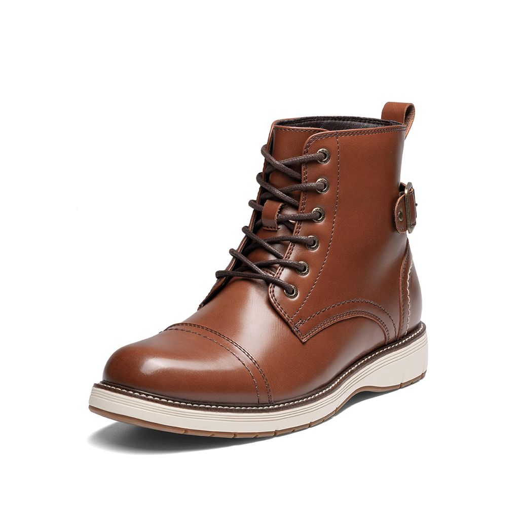 Bruno Marc Men's Motorcycle Combat Boots Lace-Up Casual Dress Biker Boot, Size 8, Brown