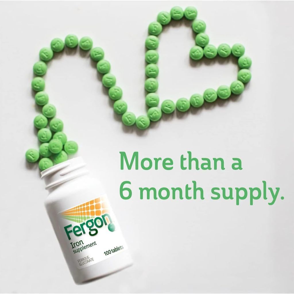 Fergon High Potency 27mg Ferrous Gluconate Iron Supplement - 100 Tablets