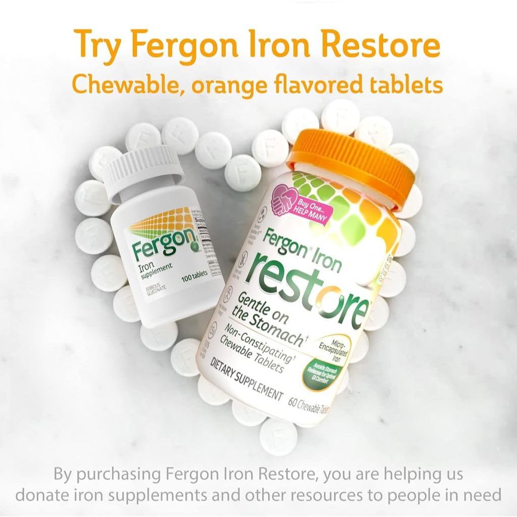 Fergon High Potency 27mg Ferrous Gluconate Iron Supplement - 100 Tablets
