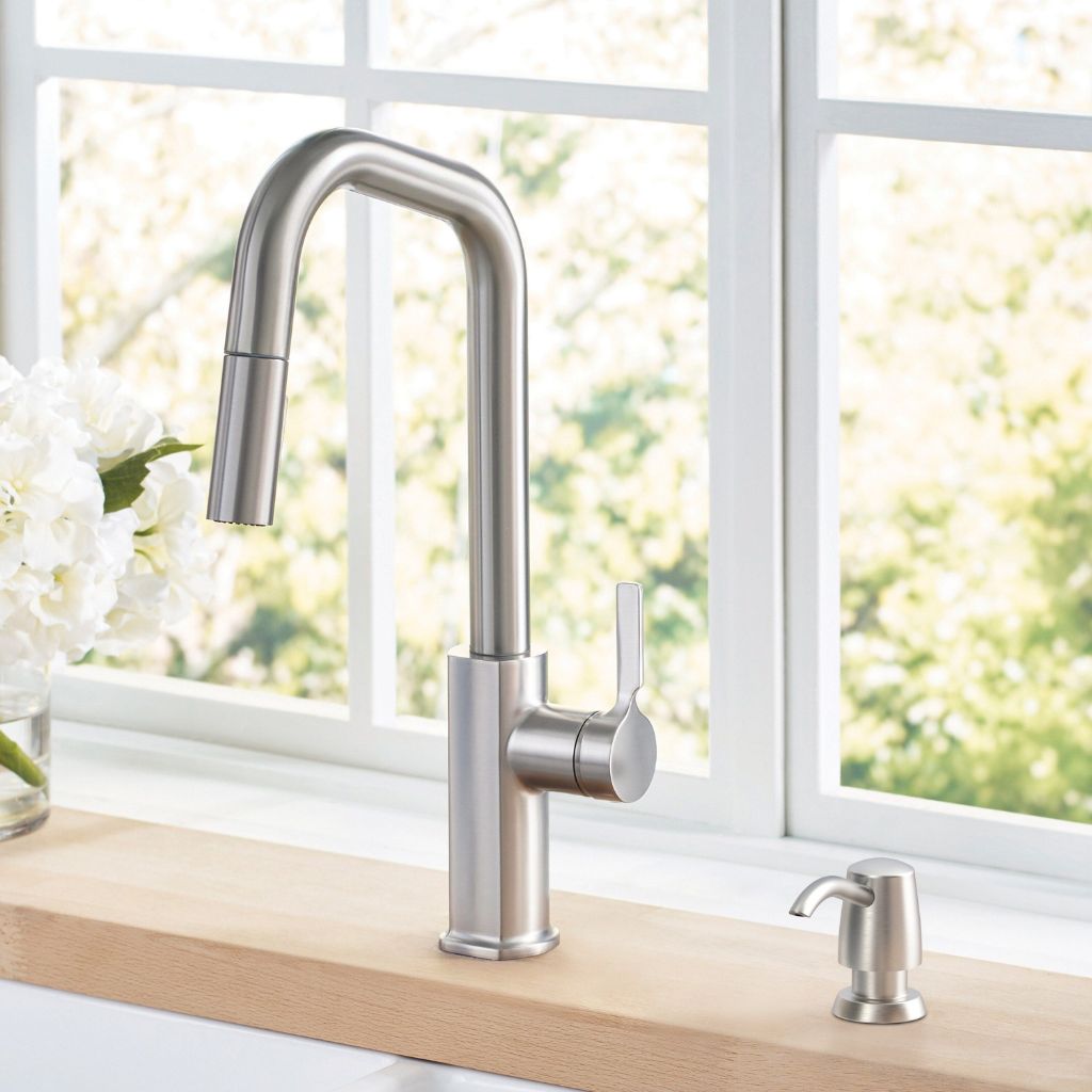 Allen + roth Palmetto Spot Resist Stainless Single Handle Pull-down Kitchen Faucet with Sprayer