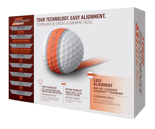 TaylorMade Golf Tour Response Stripe Ball Orange - 12 Pack