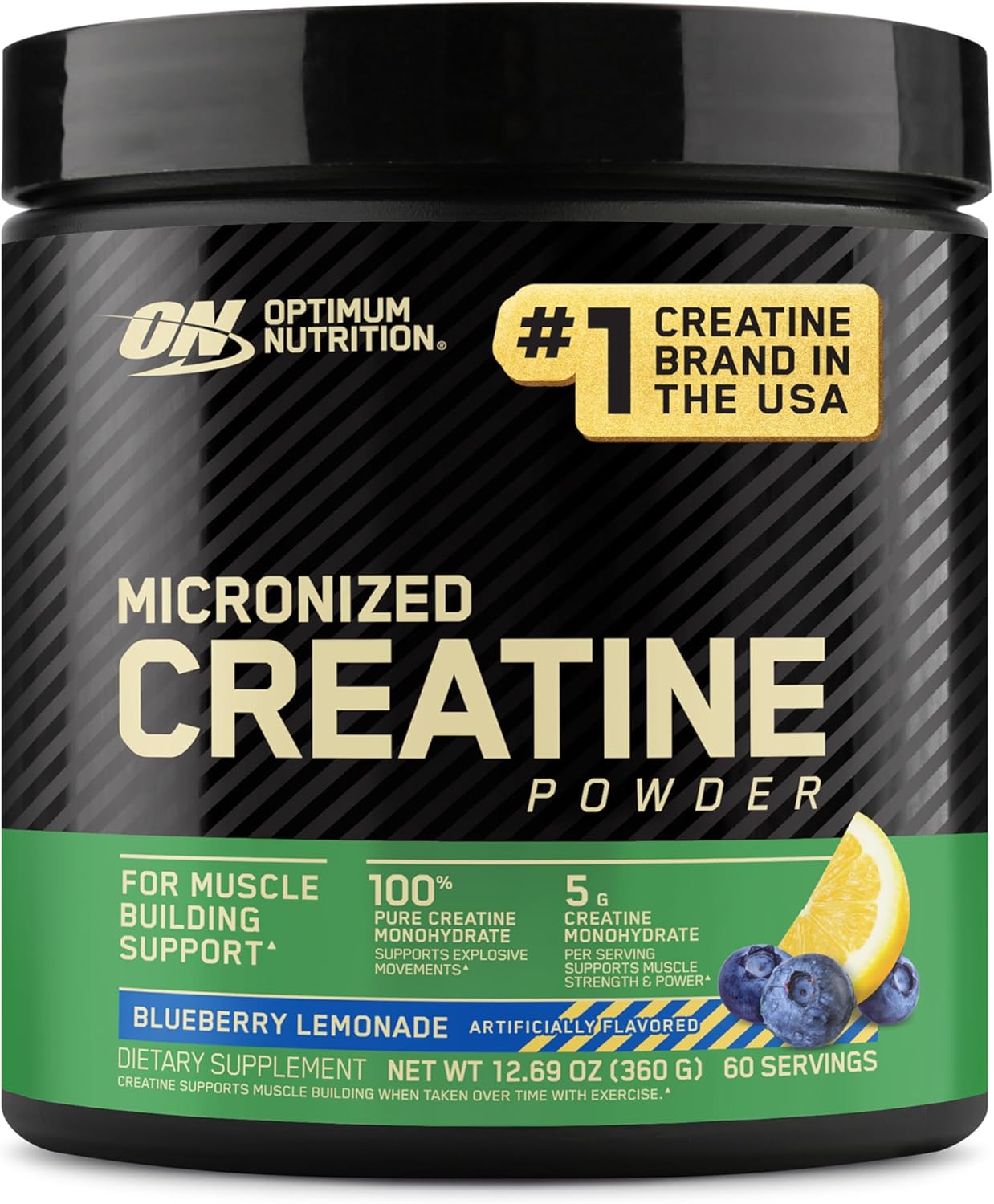 Optimum Nutrition Micronized Creatine Powder - Blueberry Lemonade, 60 Servings (300g)