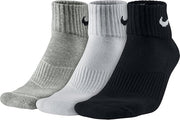 Nike Unisex Adult Everyday Cushioned Quarter Socks (3 Pairs) - Black/White/Gray, Medium