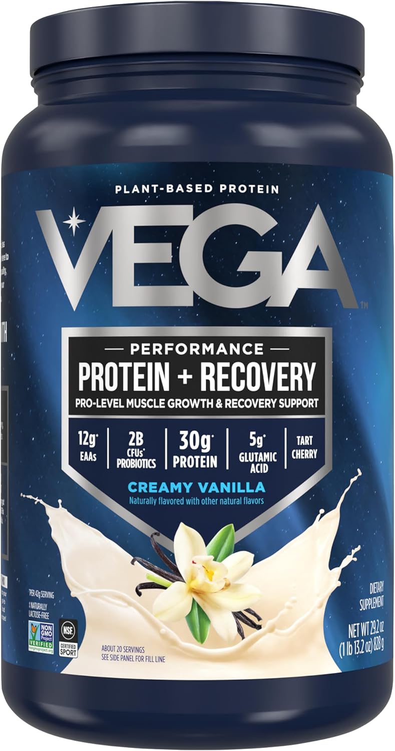 Vega Performance Protein + Recovery Powder - Creamy Vanilla, 1.8lb.