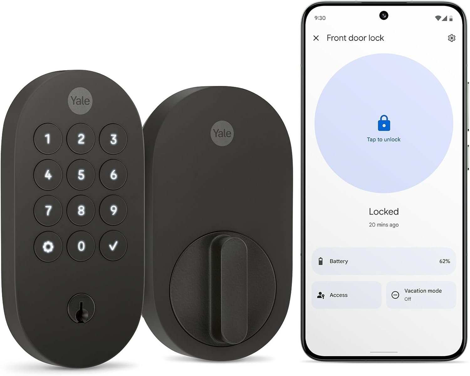 Yale Keyed Deadbolt Smart Lock with Google Matter - Matte Black (YRD510-MT1-BLK)
