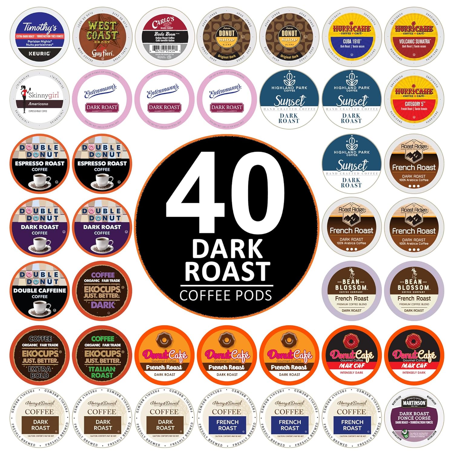 Bold and Dark Roast Coffee Keurig K-Cup Pods - Variety Pack Sampler, 40ct