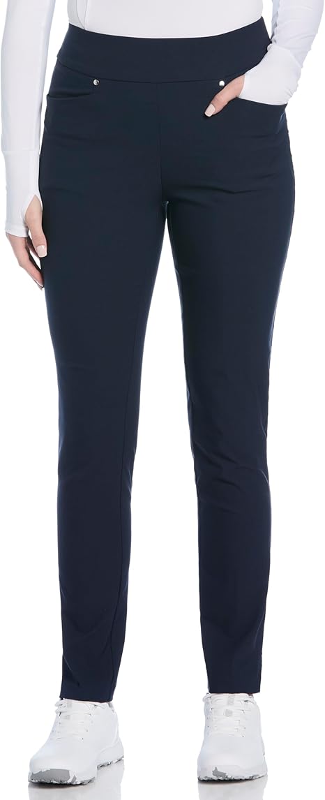 PGA Tour Women's High-Rise Pull-On Stretch Golf Pants - Navy, Size Medium