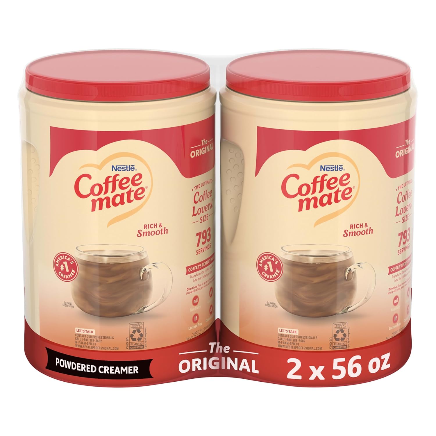 Nestle Coffee-Mate Original Powdered Coffee Creamer Canisters - Original Flavor - 3.50 Lb (56 Oz) - 2 Pack