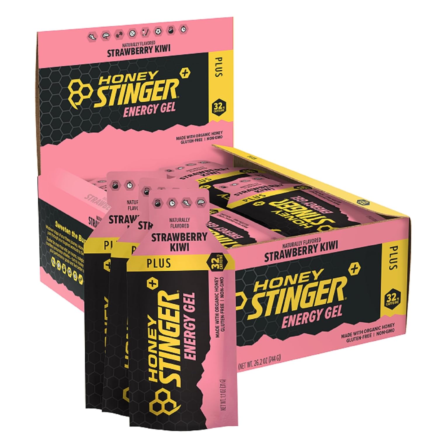 Honey Stinger Organic Energy Gel - Strawberry Kiwi, 24 Count