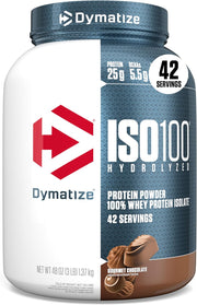 Dymatize ISO100 Hydrolyzed 100% Whey Protein Isolate, Gourmet Chocolate, 3lbs (42 Servings)