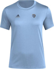adidas Women's Kansas City Short Sleeve Pregame T-Shirt - Blue, Size Medium Tall