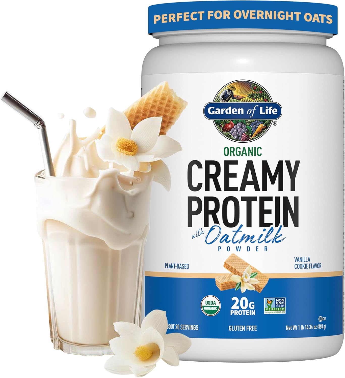 Garden of Life Organic Creamy Protein with Oatmilk Plant-Based Protein Powder - Vanilla Cookie, 2lb