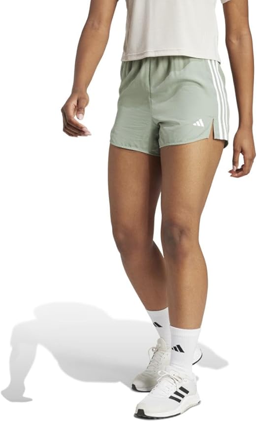 adidas Women's 3-Stripes High-Rise Training Shorts - Silver Green/White, Size XXS