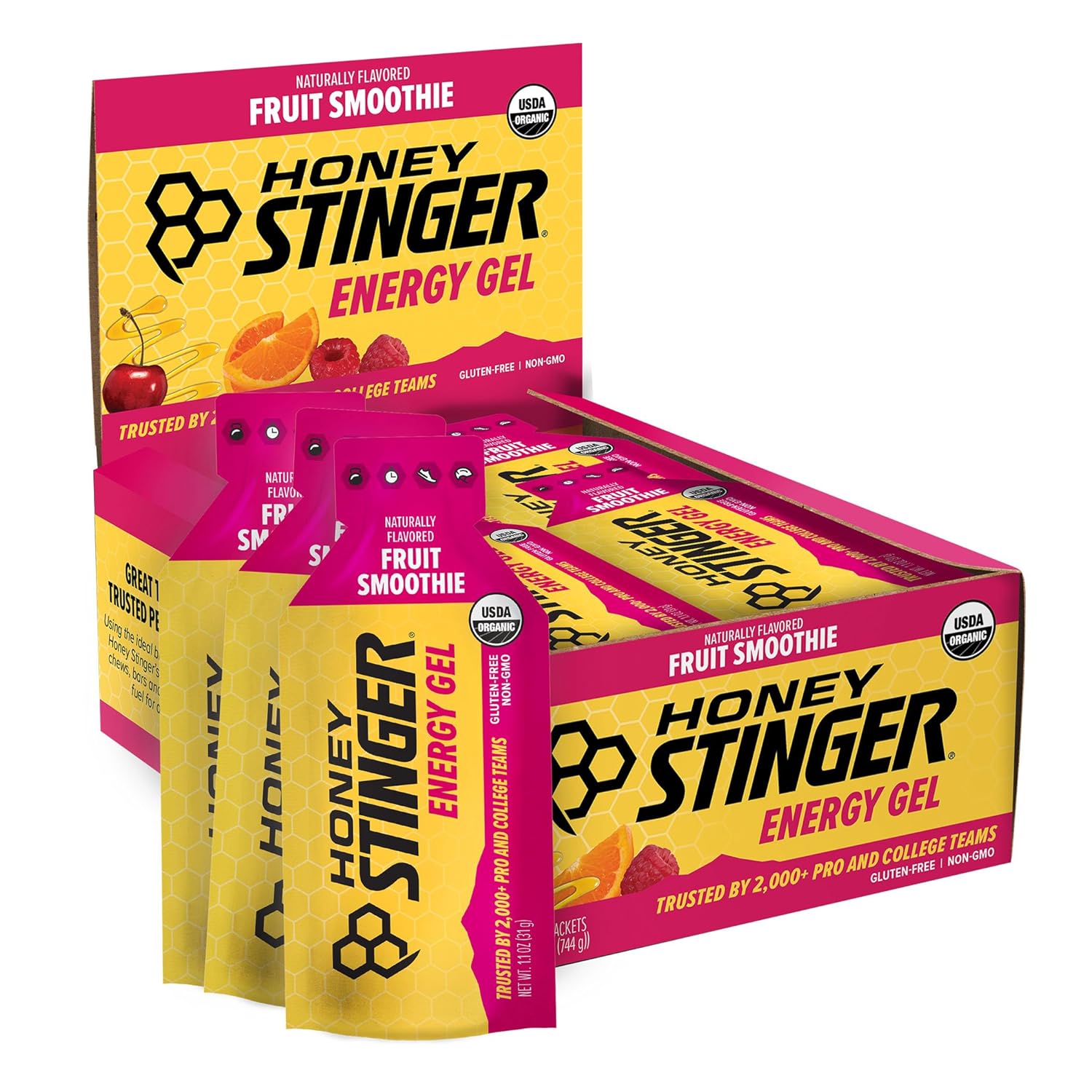 Honey Stinger Organic Energy Gels, 1.1oz - Fruit Smoothie, 24ct