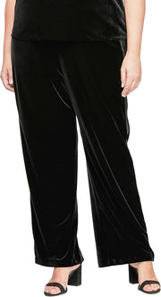 Alex Evenings Women's Velvet Full Length Slim Leg Formal Dress Pants - Black, Size 3XL