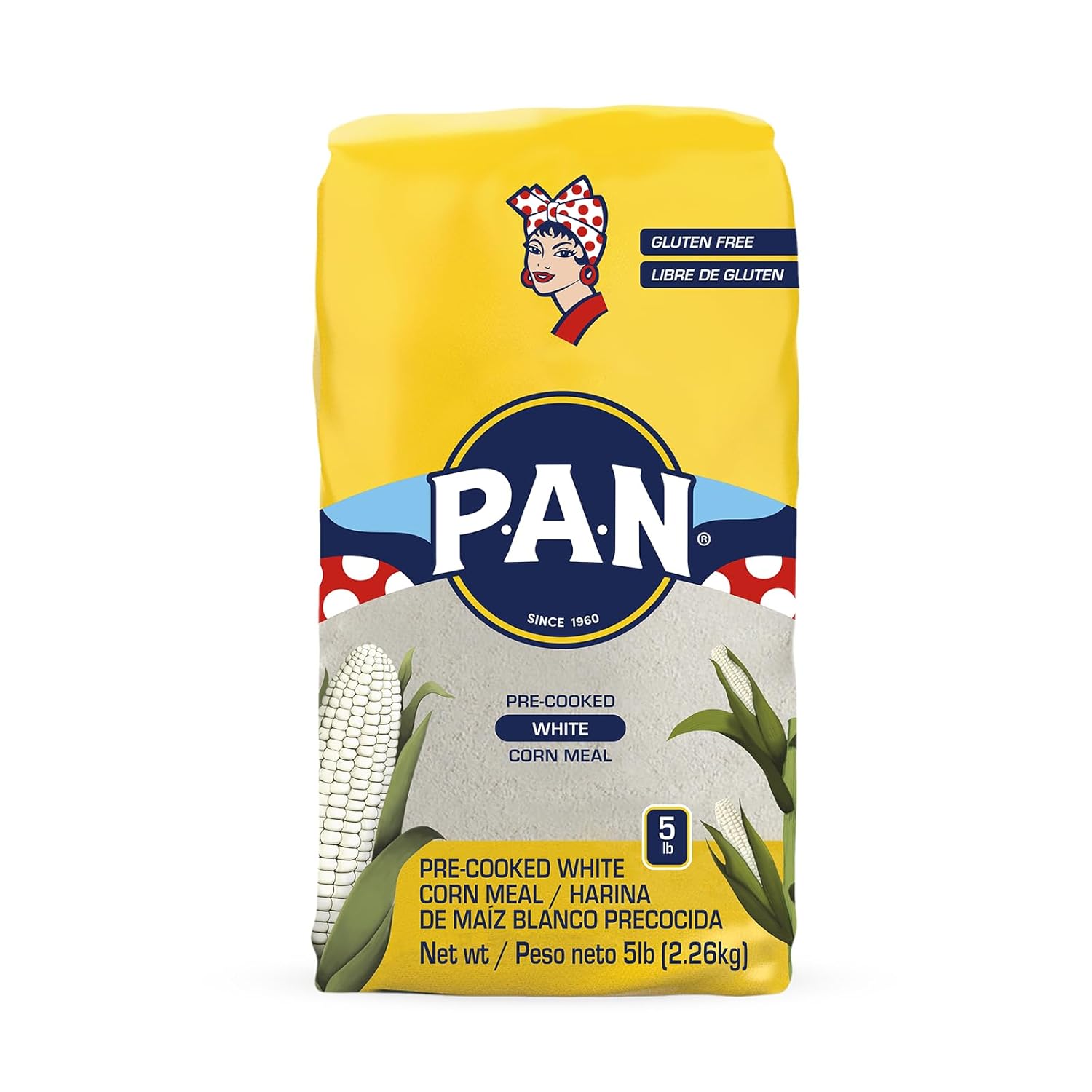 P.A.N. Pre-Cooked White Corn Meal, Gluten-Free and Kosher, 5lb