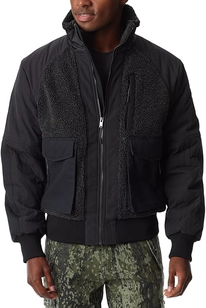 Bass Outdoor Men's Mixed Media Full Zip Bomber Jacket - Caviar, Size Large