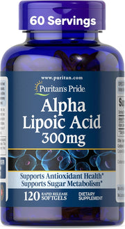 Puritan's Pride Alpha Lipoic Acid 300mg - 120 Softgels