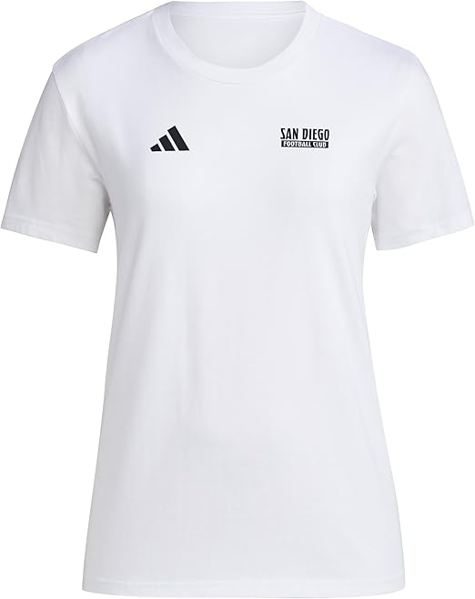 adidas Women's San Diego FC MLS Local Wrap Pre-Game Short Sleeve T-Shirt - White, Size Large