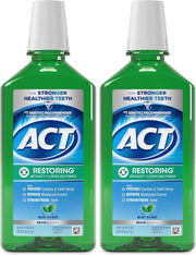 ACT Restoring Anticavity Fluoride Mouthwash, Zero Alcohol - Mint Burst, 33.8 fl. oz. (2 Pack)