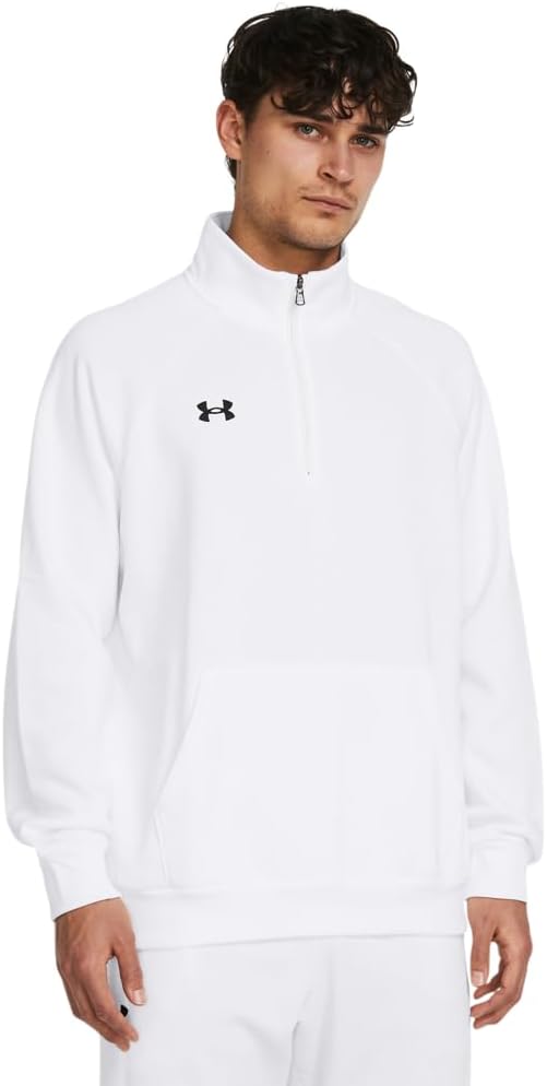 Under Armour Men's Rival Fleece Quarter-Zip Sweatshirt - White/ Black, Size XL