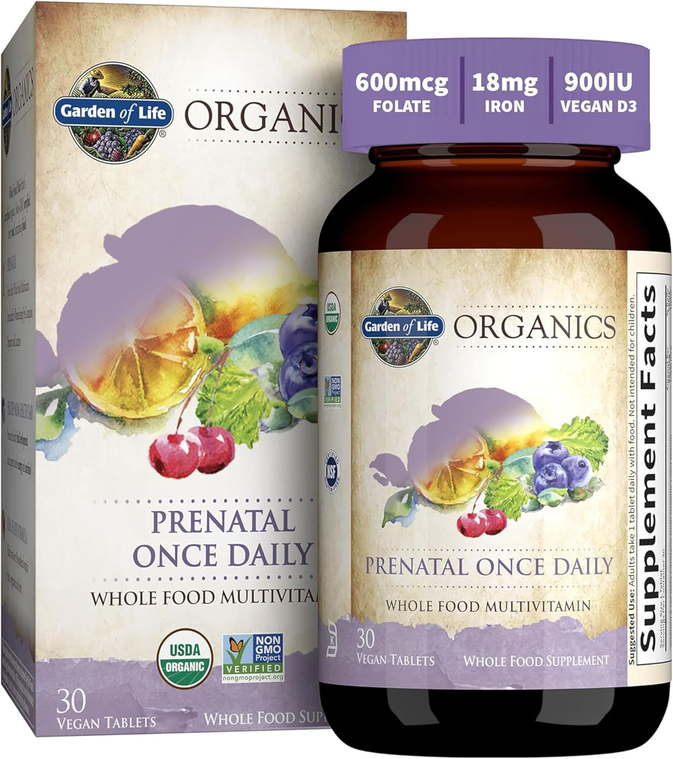 Garden of Life Organics Prenatal Once Daily Vitamins - 30 Tablets