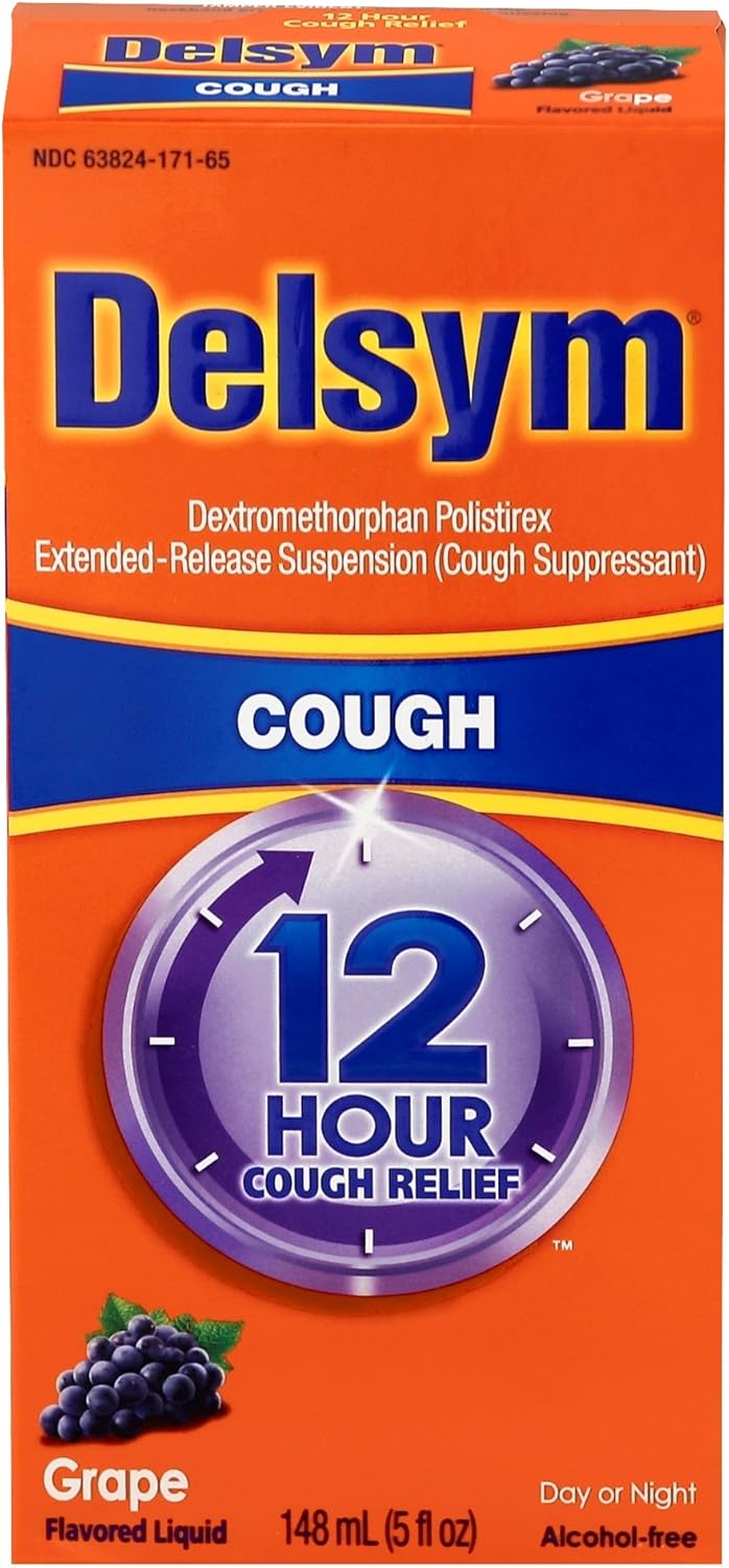 Delsym Adult 12 Hour Cough Suppressant Liquid, Grape Flavor, 5 fl. oz.