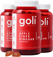 Goli Nutrition Apple Cider Vinegar Vegan Gummies - 60 Count (3 Pack)
