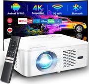 CiBest New Gloris G1 Tabletop Bluetooth/Wi-Fi Projector - Supports Android TV 10.0, 4K Native 1080P