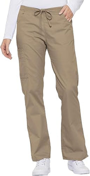 Dickies Women's EDS Signature Cargo Scrub Pants, Mid Rise with Drawstring - Dark Khaki, Large