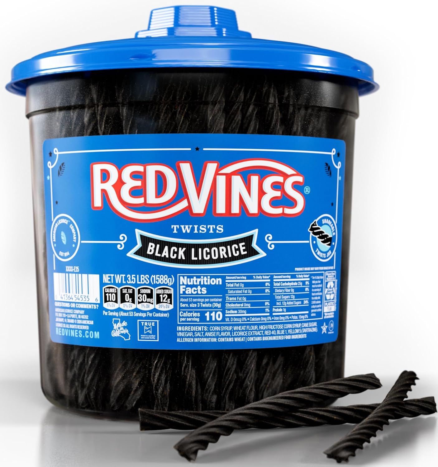 Red Vines Twists Black Licorice - 3.5lb Jar
