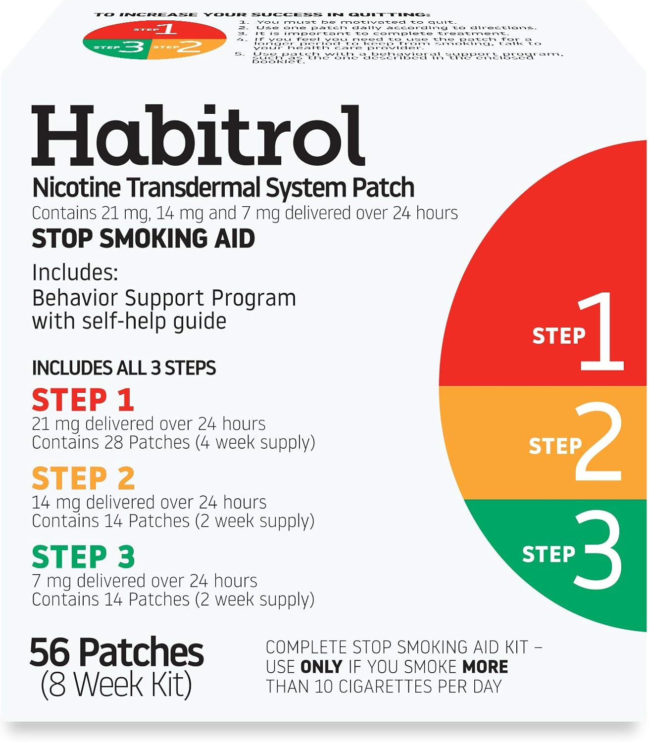 Habitrol Nicotine Transdermal System Patch: Includes All 3 Steps, 56 ct.