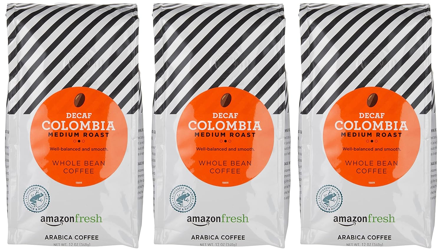 Amazon Fresh Decaf Colombia Whole Bean Coffee, 12 Ounce (3 Pack)