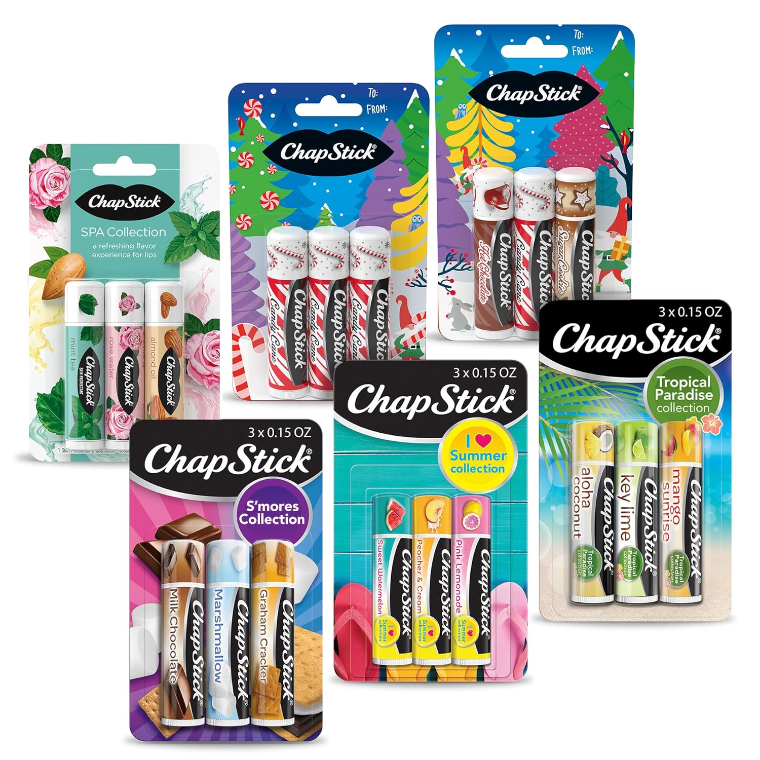 ChapStick Fan Favorites Multi-Pack Flavored Lip Balm Tubes (0.15oz) - 18ct (6 Packs of 3)