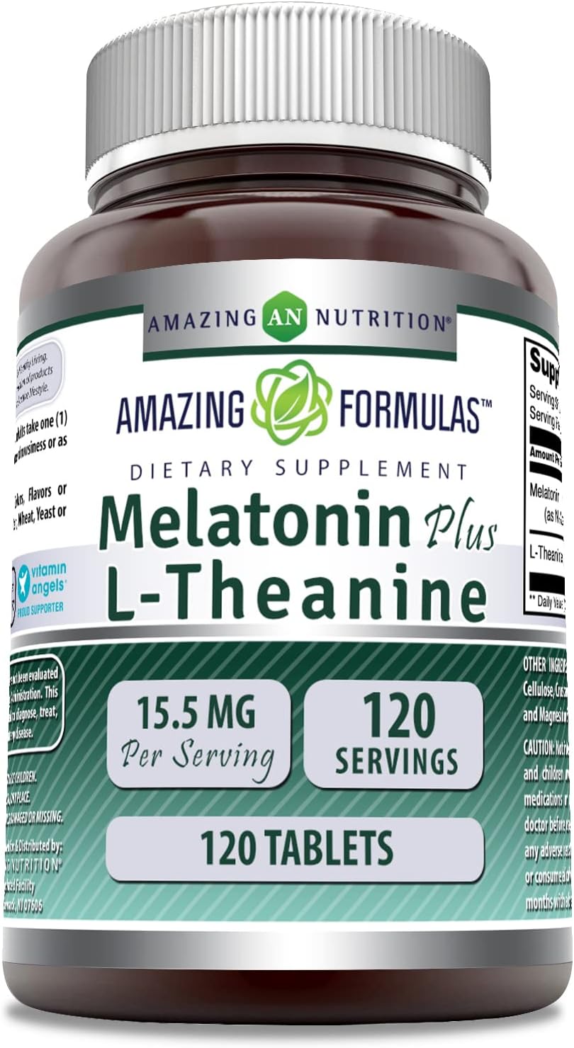 Amazing Nutrition Amazing Formulas Melatonin Plus L-Theanine 15.5mg - 120 Tablets