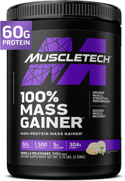 MuscleTech 100% Mass Gainer Protein Powder - Vanilla Milkshake, 5.15 lbs