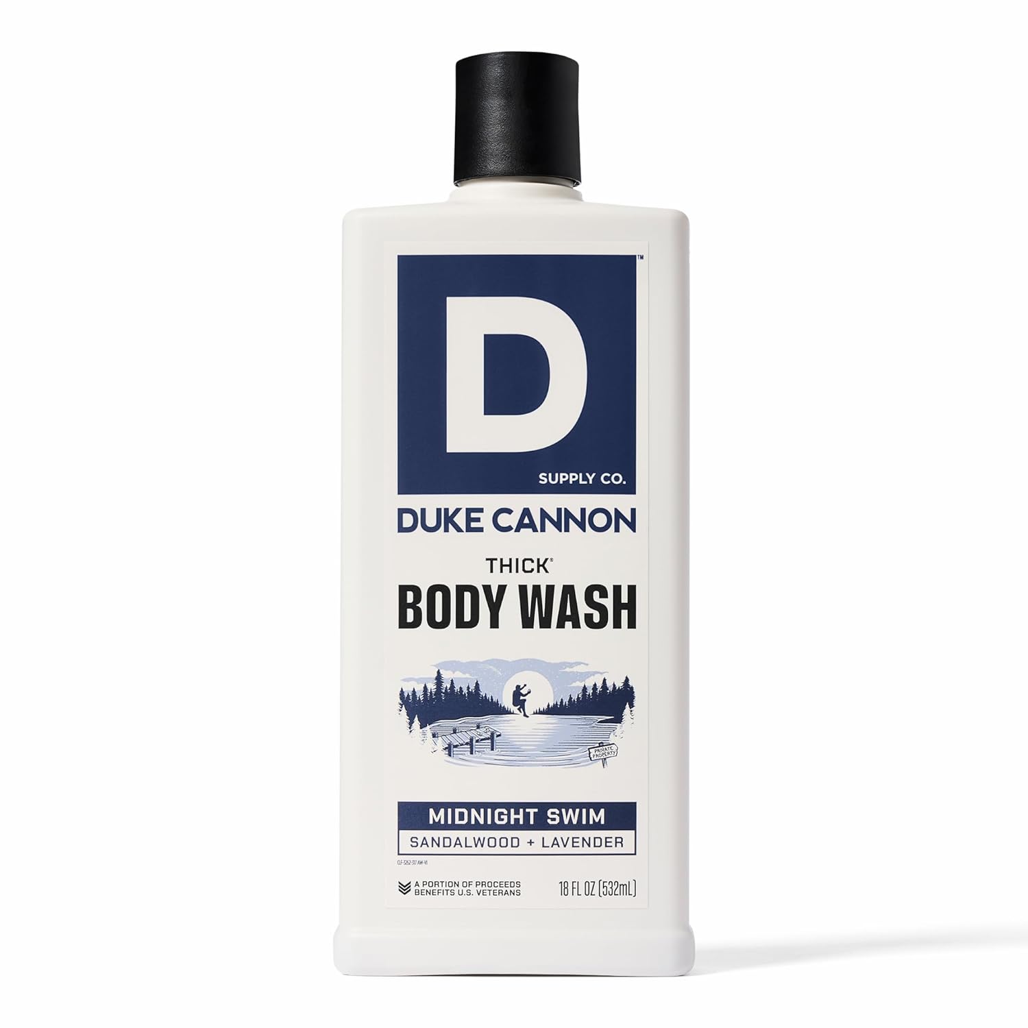 Duke Cannon Supply Co. Thick High Viscosity Men's Body Wash - Midnight Swim (Sandalwood + Lavender) 18 fl oz