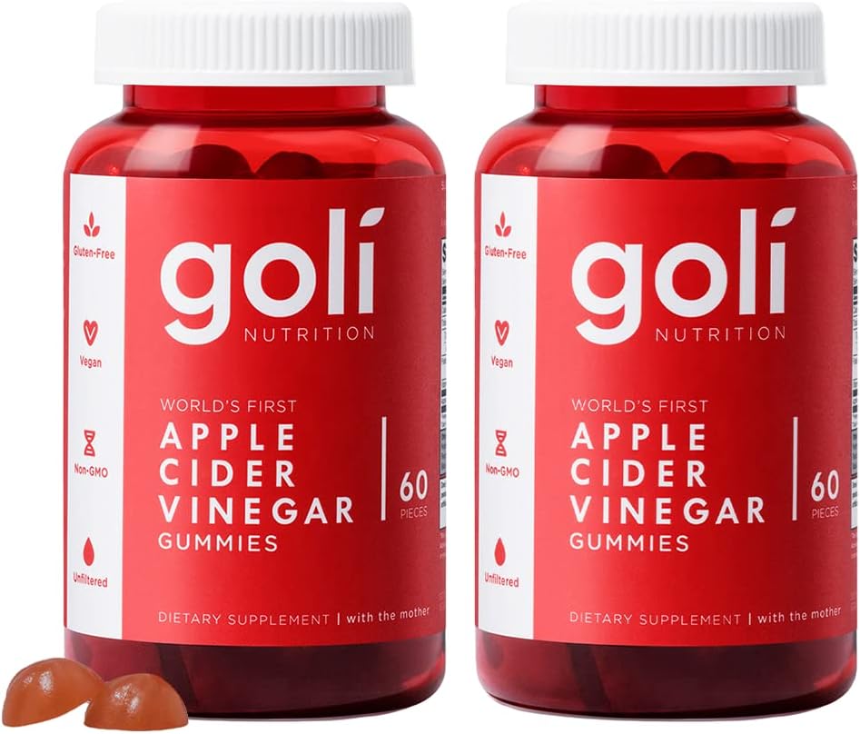 Goli Nutrition Apple Cider Vinegar Vegan Gummies - 60 Count (2 Pack)