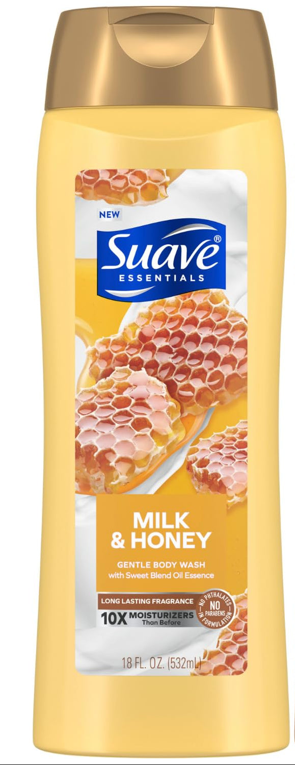 Suave Essentials Gentle Body Wash - Milk and Honey, 18 fl. oz.