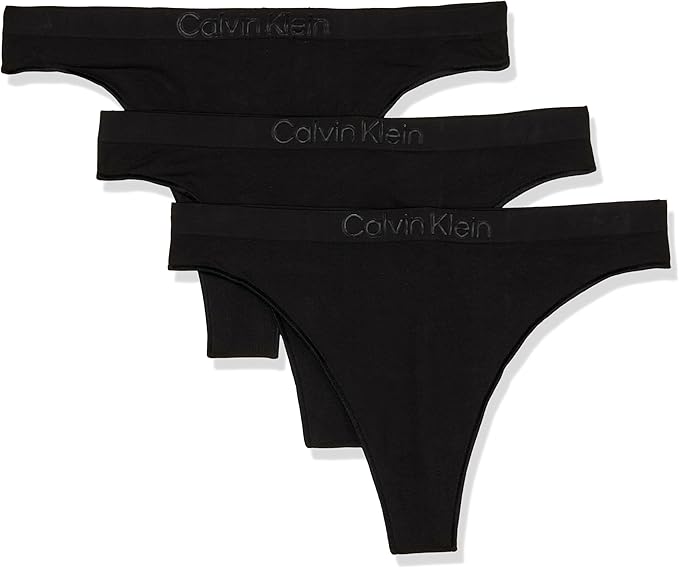 Calvin Klein Women's Bonded Flex Mid-Rise Thongs - Black, Size Small (3 Pair)