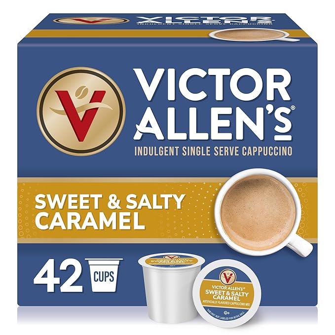 Victor Allen's Coffee Sweet and Salty Caramel Keurig Cappuccino K-Cup Pods, 42ct