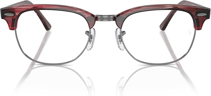Ray-Ban Unisex Rx5154 8376 Clubmaster Eyewear Frames - Polished Striped Red, 53/21/150