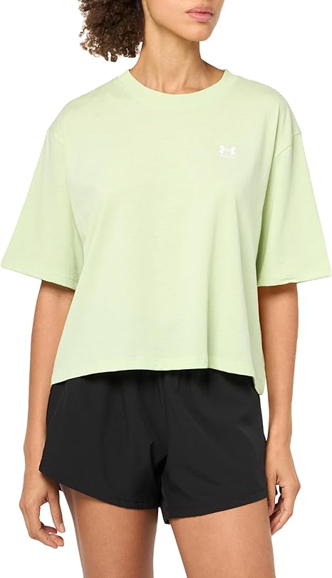 Under Armour Women's Boxy Crop Logo Short Sleeve T-Shirt - Retro Green, Size XXS