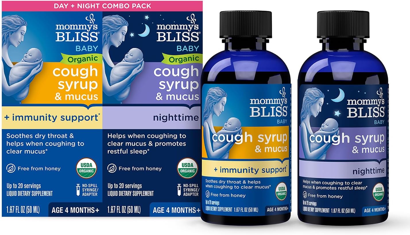 Mommy's Bliss Baby Organic Day & Night Cough Syrup and Mucus Syrup Combo Pack - 1.67 fl. oz. (2 Pack)